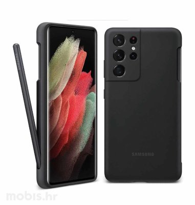 Silikonska zaštita s olovkom za Samsung Galaxy S21 Ultra: crna