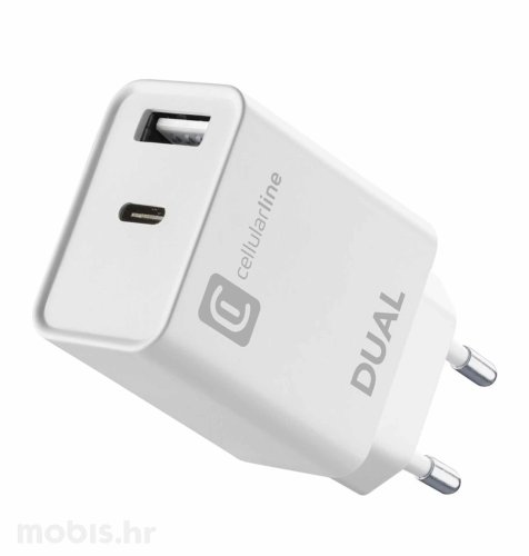 Cellularline dual adapter za Apple 20W: bijeli