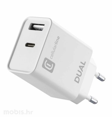 Cellularline dual adapter za Apple 20W: bijeli