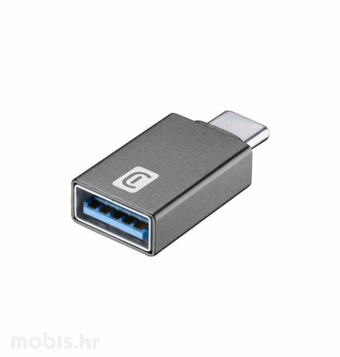 Cellularline auto adapter USB-C – USB: sivi